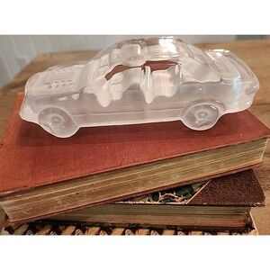 Hofbauer Mercedes Benz 7" Car 190E Lead Crystal Clear Frosted Paperweight 1987